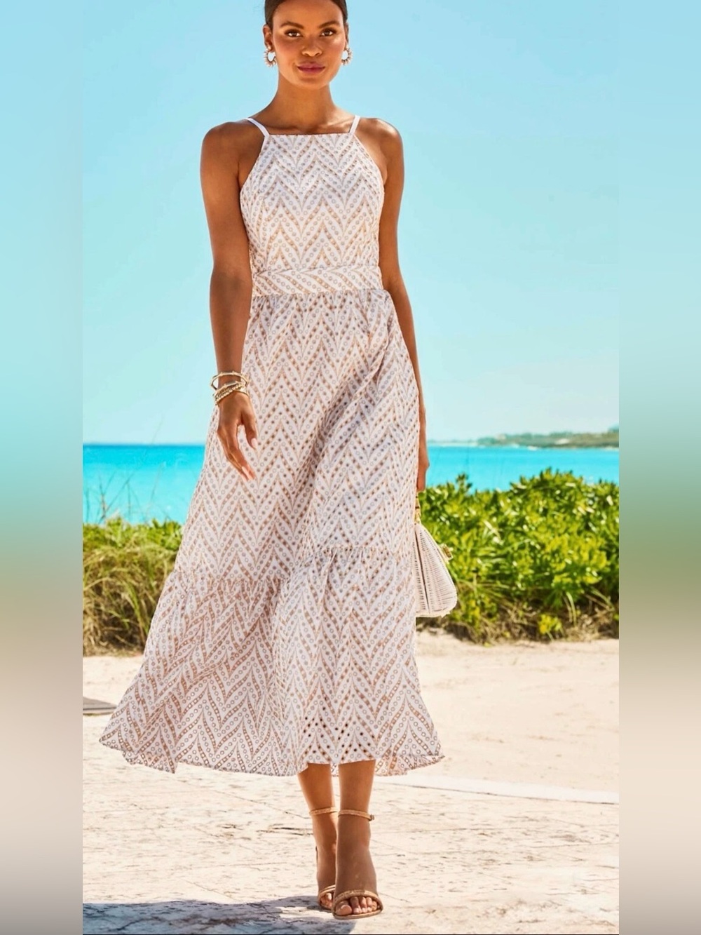 Lilly Pulitzer sand bar mermaid tail metallic eyelet size 6 NWT